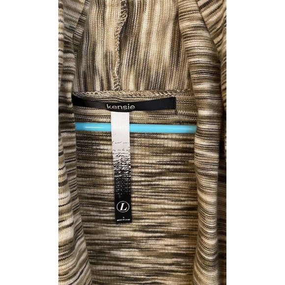 Kensie Women's Cardigan Sz L Multicolor Soft Stripe, Raw Long sleeve /pull front - Picture 3 of 6